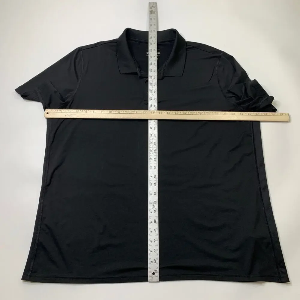 Reebok Shirt Men 2XL Black Short Sleeve Performance Polo Two Button Placket Golf